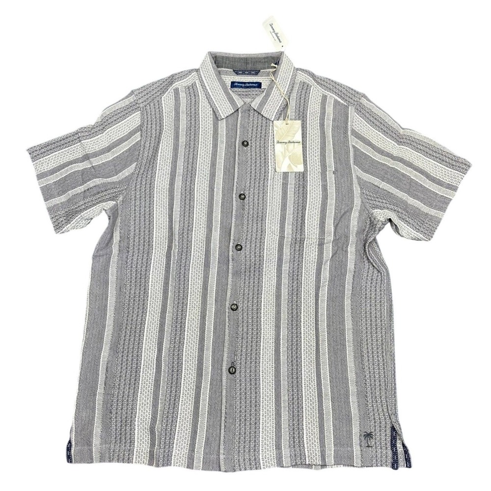 Tommy Bahama Milano Stripe Shirt Mens Medium Grey White ST327131 New